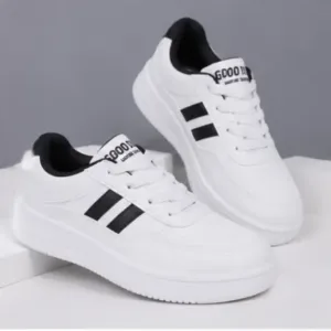Kids Unisex Sports Running & School Shoes – Lightweight Casual Shoes with Comfort Insole & Lace-Up ( white, 18-24 Months )