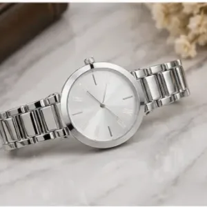Women’s Designer Metal Analog Watch – Round Brown Dial Quartz Wristwatch | Stylish Fashion Watch with Additional Strap ( silver, OS )
