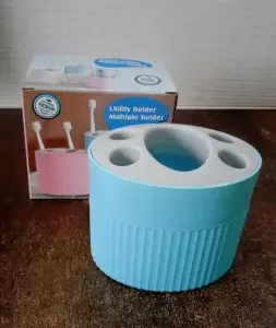 Bathroom Toothbrush Holder Stand – Multipurpose Plastic Organizer for Toothbrush, Toothpaste & Bathroom Essentials ( Sky Blue, OS )