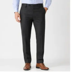 Men's Checked Trousers – Slim Fit Polycotton Pants for Casual, Office & Party Wear ( black, 30 )