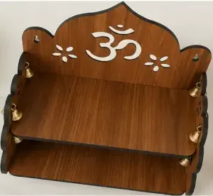 Wooden Hanging Temple – 2-Step Decorative Mandir for Home & Puja Room | Traditional Spiritual Wall Hanging ( brown, OS )