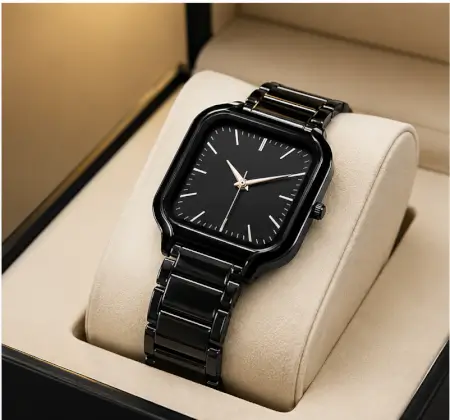ZrGpFGVmjGlUyqRi3bVCwazDkytl02I59xosEMEO.webp Women’s Square Black Dial Watch – Stainless Steel Strap Quartz Analog Wristwatch | Stylish Rose Fashion Watch ( black, OS )