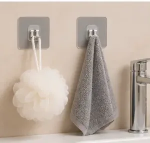 Transparent Self-Adhesive Wall Hooks – Heavy Duty Sticky Hooks for Kitchen, Bathroom & Home (Set of 8) ( Transparent, OS )