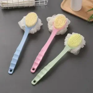 2-in-1 Body Brush with Loofah – Long Handle Bath Scrubber for Back, Body & Shower Cleaning ( multicolor, OS )