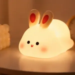 Cute Rabbit Silicone Night Light Rechargeable LED Touch Lamp for Kids Bedroom & Bedside ( yellow, OS )