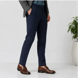 Men's Formal Trousers – Slim Fit Solid Polycotton Pants for Office, Business & Formal Wear ( blue, 34 )