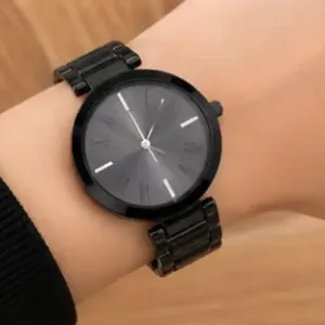 Women’s Designer Metal Analog Watch – Round Brown Dial Quartz Wristwatch | Stylish Fashion Watch with Additional Strap ( black, OS )