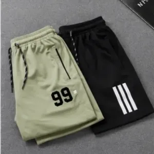 Men's Lycra Stretchable Shorts Combo Pack of 2 – Printed Sports Shorts with 2 Zipper Pockets ( multicolor, 36 )
