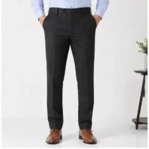 Men's Checked Trousers – Slim Fit Polycotton Pants for Casual, Office & Party Wear ( black, 28 )