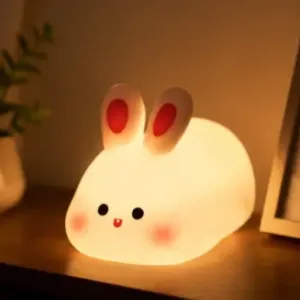 Cute Rabbit Silicone Night Light Rechargeable LED Touch Lamp for Kids Bedroom & Bedside ( yellow, OS )