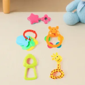 Baby Rattle Toys Set – Colorful BPA-Free Infant Sensory Teether & Rattle Toy Set (5 Pieces) ( multicolor, OS )
