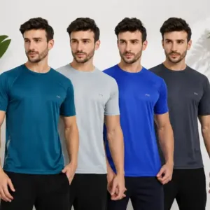 Men's Solid T-Shirt Combo Pack of 4 – Multicolor Regular Fit Dry-Fit Round Neck Half Sleeve Sports T-Shirts ( multicolor, XL )