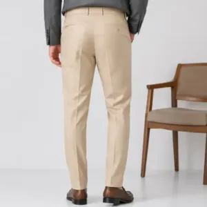 Men's Formal Trousers – Slim Fit Solid Polycotton Pants for Office, Business & Formal Wear ( Cream, 32 )