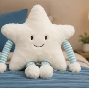 Star Soft Plush Pillow with Arms & Legs – Cute Stuffed Cartoon Toy for Kids, Baby & Home Décor ( white, OS )