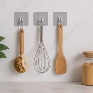 Transparent Self-Adhesive Wall Hooks – Heavy Duty Sticky Hooks for Kitchen, Bathroom & Home (Set of 8) ( Transparent, OS )