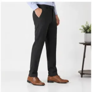 Men's Checked Trousers – Slim Fit Polycotton Pants for Casual, Office & Party Wear ( black, 38 )