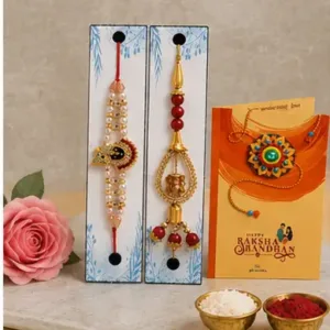 Rakhi Gift Combo Set – Bhaiya Bhabhi Rakhi with 2 Coffee Mugs & Festive Gift Set (5 Pieces) ( default, OS )