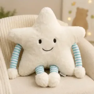 Star Soft Plush Pillow with Arms & Legs – Cute Stuffed Cartoon Toy for Kids, Baby & Home Décor ( white, OS )