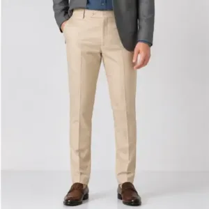 Men's Formal Trousers – Slim Fit Solid Polycotton Pants for Office, Business & Formal Wear ( Cream, 34 )