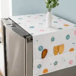 Fridge Top Cover with 6 Utility Pockets – Waterproof Printed Refrigerator Cover 130 × 54 cm with Handle Cover ( default, OS )