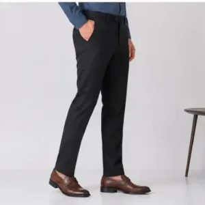 Men's Formal Trousers – Slim Fit Solid Polycotton Pants for Office, Business & Formal Wear ( black, 44 )