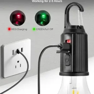 USB Rechargeable Hanging Camping Bulb Light with Hook | Portable LED Emergency Lantern for Camping, Travel & Power Cuts ( default, Standard )