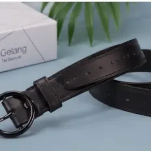 Black Ring Faux Leather Belt for Women & Girls – Stylish Solid Waist Belt | Formal & Casual Fashion Belt for Ladies | Pack of 2 ( default, Free Size )