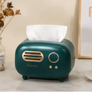 Vintage Retro Tissue Box Holder – Dark Green Plastic Tissue Storage Organizer for Kitchen, Dining Table, Living Room & Office ( green, OS )