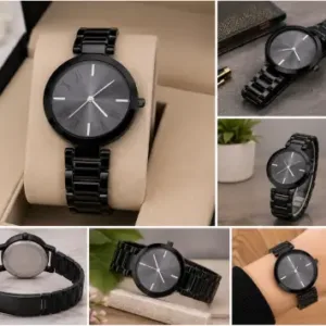 Women’s Designer Metal Analog Watch – Round Brown Dial Quartz Wristwatch | Stylish Fashion Watch with Additional Strap ( black, OS )