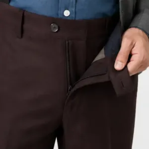 Men's Formal Trousers – Slim Fit Solid Polycotton Pants for Office, Business & Formal Wear ( brown, 36 )