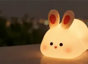 Cute Rabbit Silicone Night Light Rechargeable LED Touch Lamp for Kids Bedroom & Bedside ( yellow, OS )