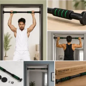 Adjustable Pull-Up Bar for Home Gym – 60–100cm Doorway Chin-Up Bar with Anti-Slip Grip & Level Meter ( black, OS )