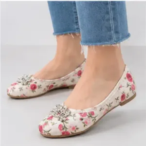Kids Baby Girls Jutti – Handmade Floral Print Ethnic Slip-On Shoes with Comfortable TPR Sole ( multicolor, 5-5.5 Years )