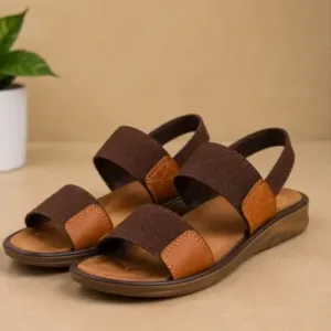 Shozie Women's Casual Slip-On Sandals – Synthetic Open Toe Comfortable Flat Sandals with Embellished Design ( brown, IND-3 )