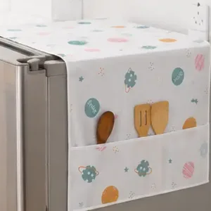 Fridge Top Cover with 6 Utility Pockets – Waterproof Printed Refrigerator Cover 130 × 54 cm with Handle Cover ( default, OS )