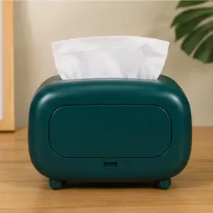 Vintage Retro Tissue Box Holder – Dark Green Plastic Tissue Storage Organizer for Kitchen, Dining Table, Living Room & Office ( green, OS )