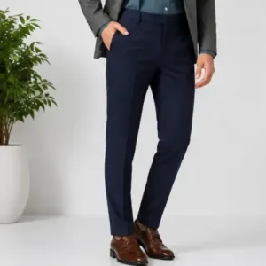 Men's Formal Trousers – Slim Fit Solid Polycotton Pants for Office, Business & Formal Wear ( blue, 42 )