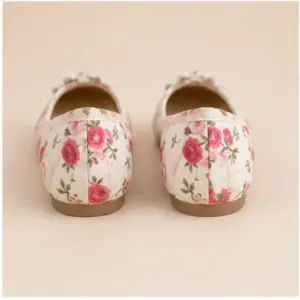 Kids Baby Girls Jutti – Handmade Floral Print Ethnic Slip-On Shoes with Comfortable TPR Sole ( multicolor, 5-5.5 Years )