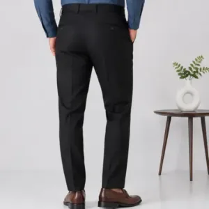 Men's Formal Trousers – Slim Fit Solid Polycotton Pants for Office, Business & Formal Wear ( black, 44 )
