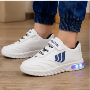 Kids LED Light Shoes – Lightweight Velcro Sports Shoes with Color-Changing Lights for Boys ( blue, 18-24 Months )