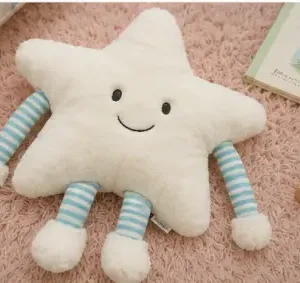 Star Soft Plush Pillow with Arms & Legs – Cute Stuffed Cartoon Toy for Kids, Baby & Home Décor ( white, OS )