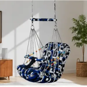 Cotton Baby Swing Chair – Foldable Hanging Jhula with Safety Belt for Kids | Washable Indoor & Outdoor Baby Swing ( default, OS )