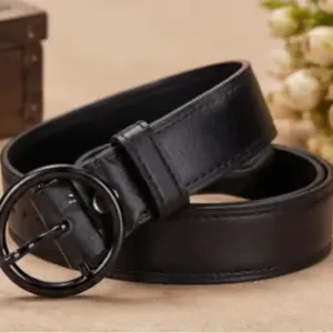 Black Ring Faux Leather Belt for Women & Girls – Stylish Solid Waist Belt | Formal & Casual Fashion Belt for Ladies | Pack of 2 ( default, Free Size )