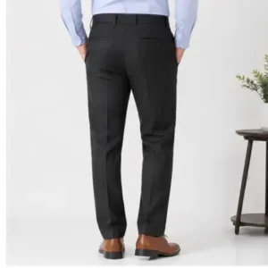 Men's Checked Trousers – Slim Fit Polycotton Pants for Casual, Office & Party Wear ( black, 38 )