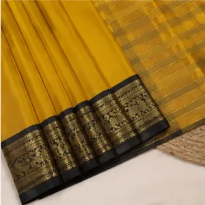 Special Paithani Silk Saree for Women with Art Silk Blouse Piece ( yellow, Free Size )