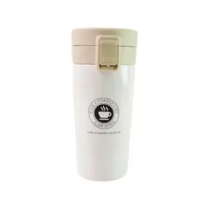Vacuum Insulated Coffee Flask 400ML – Stainless Steel Travel Mug with Push Lid ( yellow, OS )