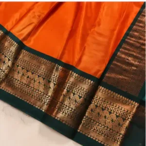 Special Paithani Silk Saree for Women with Art Silk Blouse Piece ( orange, Free Size )
