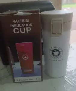 Vacuum Insulated Coffee Flask 400ML – Stainless Steel Travel Mug with Push Lid ( yellow, OS )