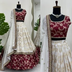 Premium Jacquard Coding Sequins Zari work Lehanga Choli & Dupatta