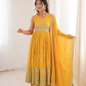 D'naari Speacial Premium Georgette Embroidered Sequins work Anarkali Palazzo & Dupatta
